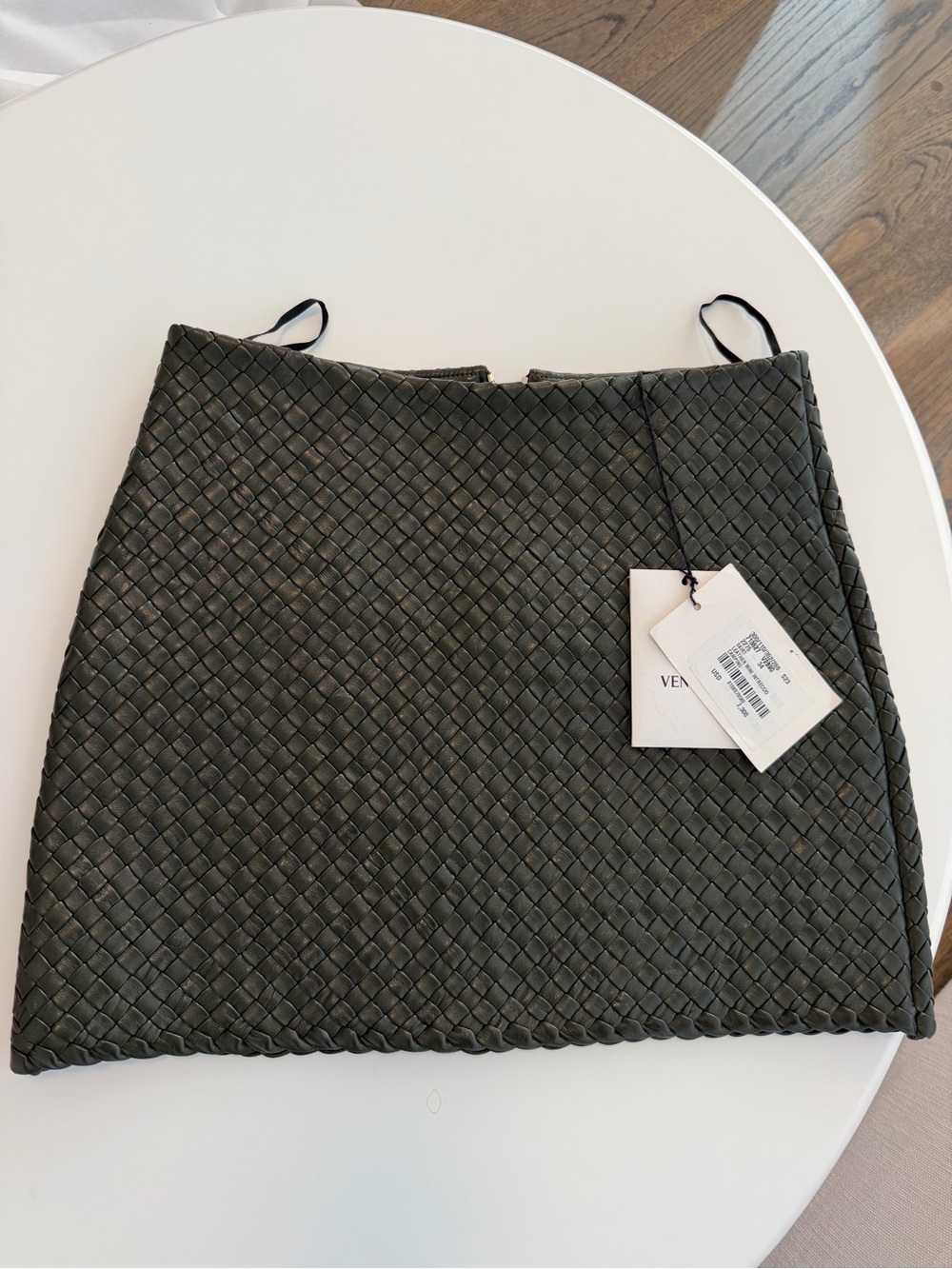 NWT $7500 Bottega Veneta intrreccio leather skirt